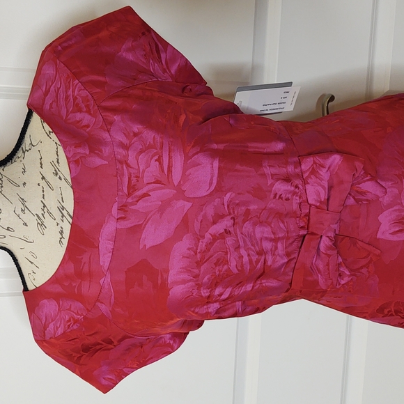 $228 Helene Berman Made in England Size 8 Red & Fuchsia Party Dress 🎉 💃 - Picture 2 of 7
